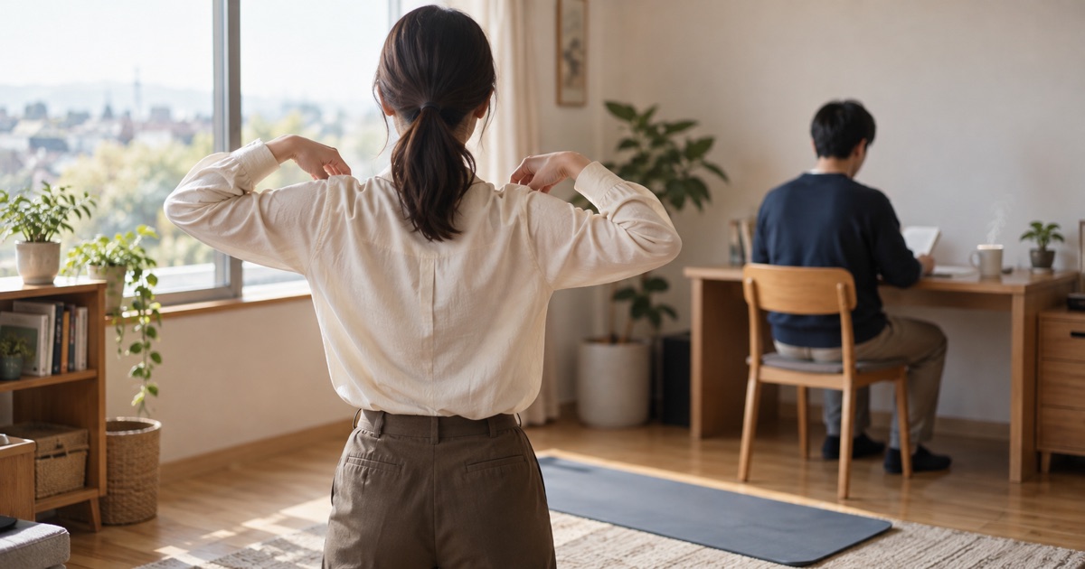 姿勢を整える肩甲骨の動かし方と座り姿勢の習慣のイメージ写真