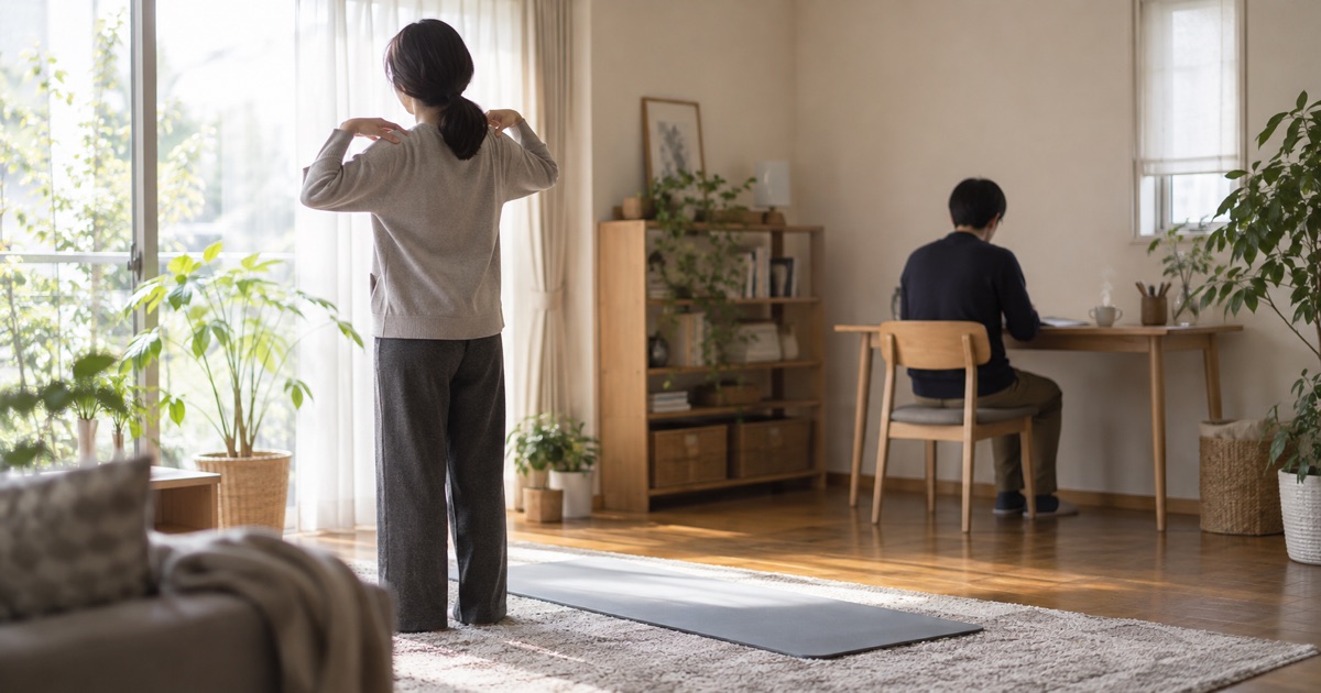 ストレートネックの姿勢意識と座り方のイメージ写真